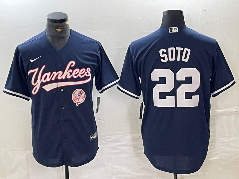 Men New York Yankees #22 Soto Dark blue Second generation joint name Nike 2024 MLB Jersey style 4->new york yankees->MLB Jersey